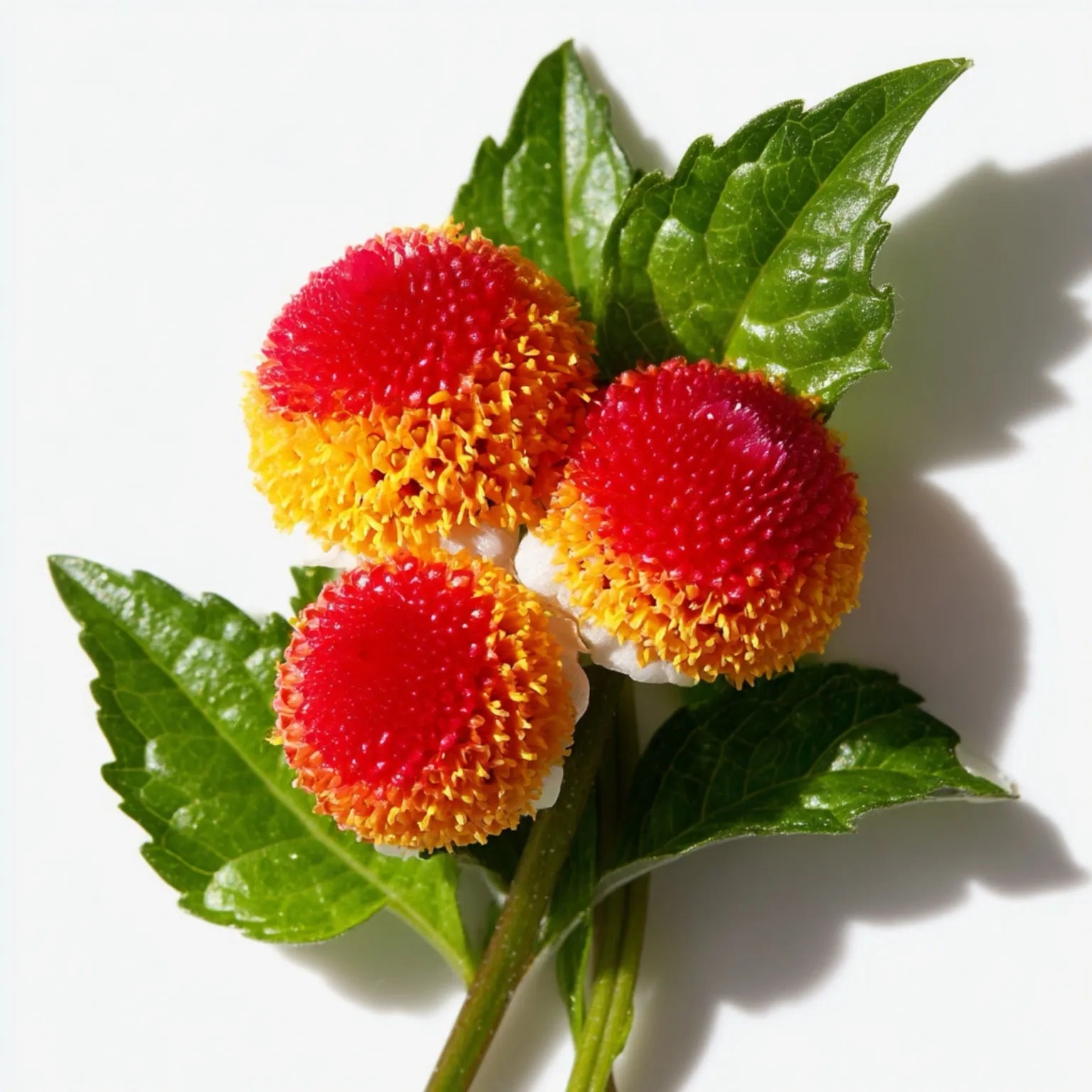 Close-up of Acmella Oleracea flowers, a natural extract known as “nature’s Botox,” used in Refresh eye cream to visibly smooth fine lines.