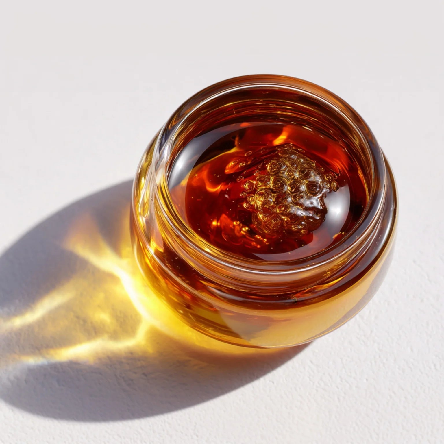 Buriti fruit oil in a glass jar, rich golden-red oil used in Stubble & Stache Soften Face + Beard Oil for its antioxidant and protective benefits.