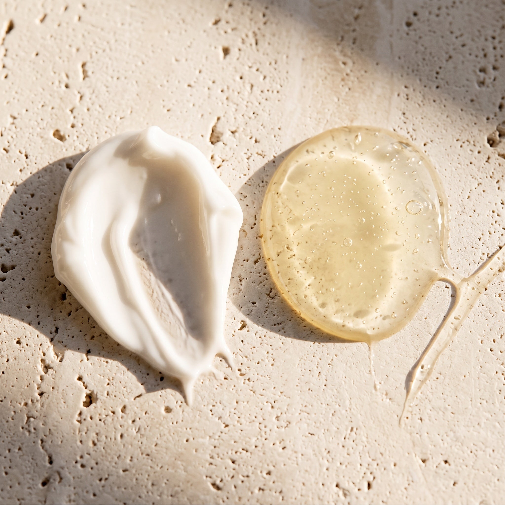 Face + Beard Essentials Kit — Hydrate moisturizer and Cleanse wash textures on stone; lightweight, nothing left in the beard.
