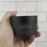 Hydrating probiotic beard balm. Video of beard balm jar bing opened and consistency of the probiotic beard balm