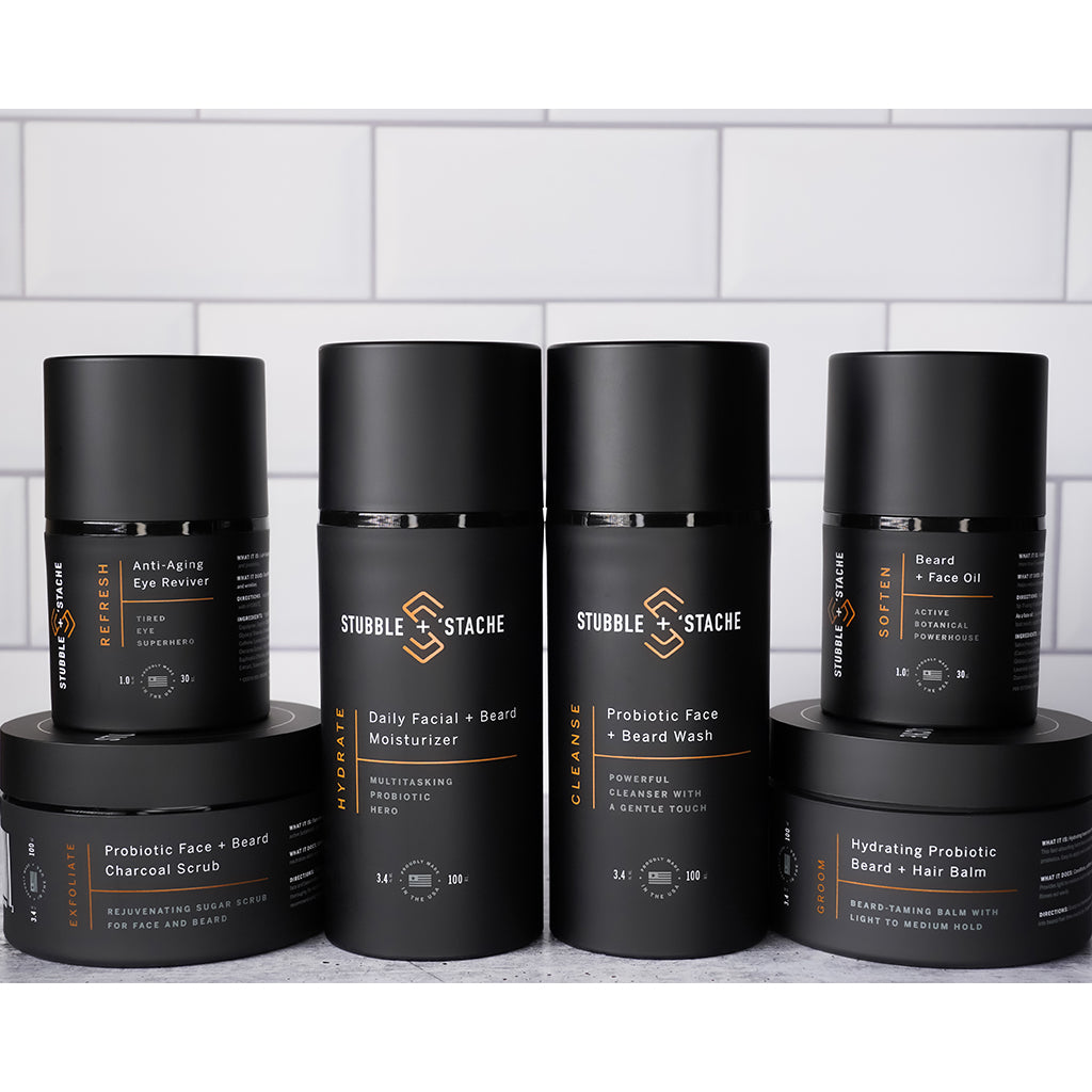 Made from recycled plastic. Sustainable men's skin care and beard care